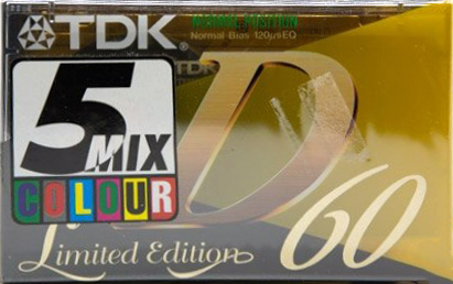 5 pack TDK D 60 "5 mix colour Limited Edition" Type I Normal 1995 Europe