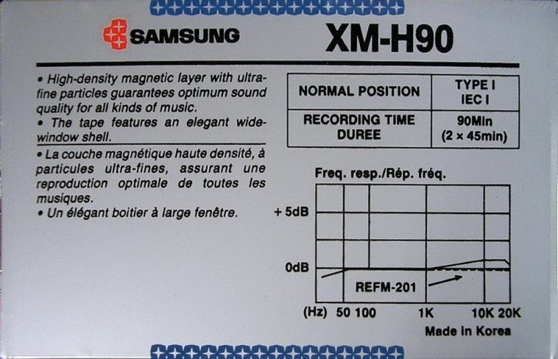 Compact Cassette Samsung XM-H 90 Type I Normal 1988 South Korea
