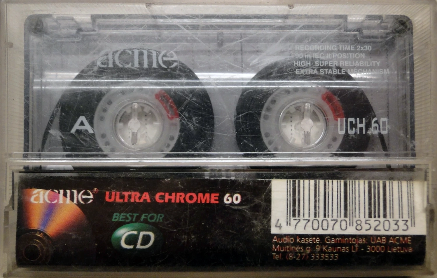 Compact Cassette Acme UCH 60 Type II Chrome 1997 Europe