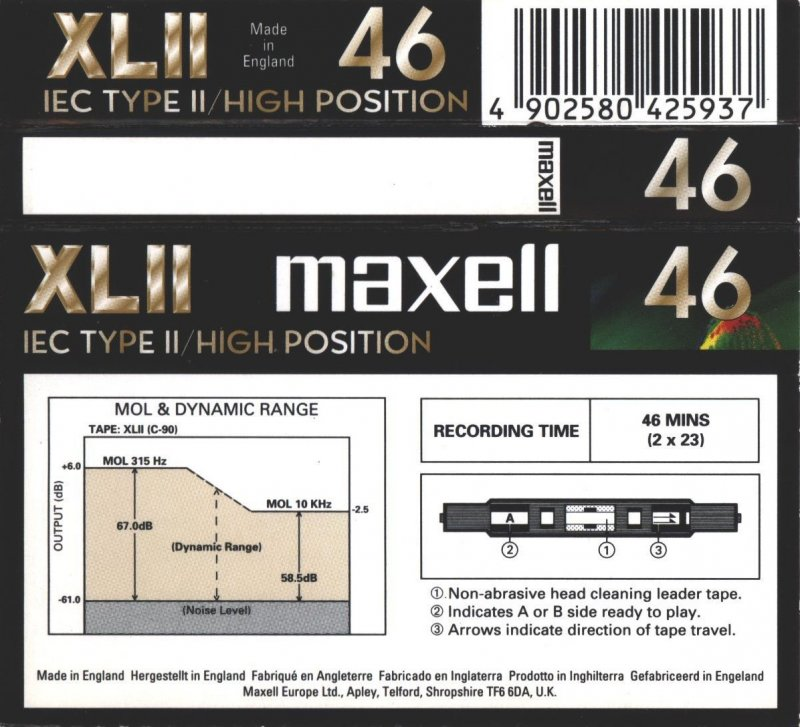 Compact Cassette Maxell XLII 46 Type II Chrome 1998 Europe