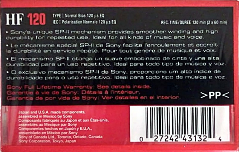 Compact Cassette Sony HF 120 Type I Normal 1995 North America