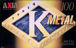 Compact Cassette AXIA K Metal 100 "KMC 100" Type IV Metal 1997 Japan