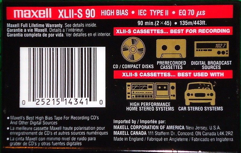 Compact Cassette Maxell XLII-S 90 Type II Chrome 2001 North America