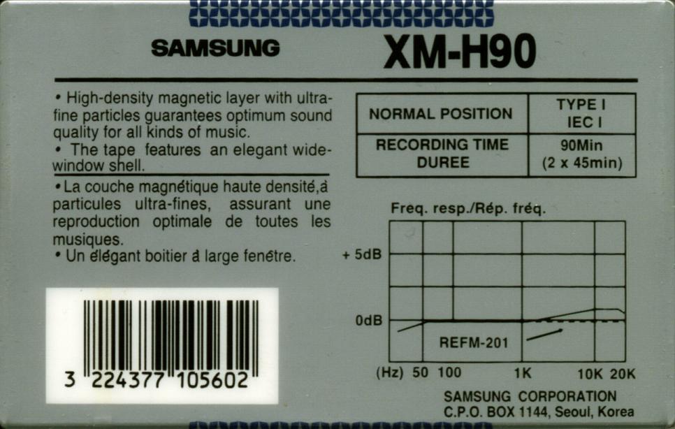 Compact Cassette Samsung XM-H 90 Type I Normal 1988 Canada