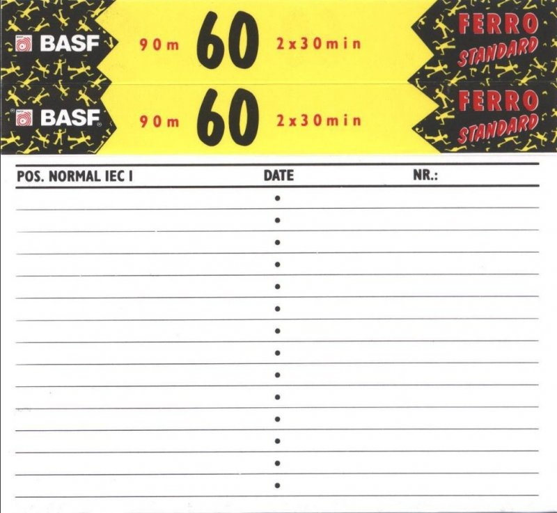 Compact Cassette BASF Ferro Standard 60 Type I Normal 1991 Worldwide