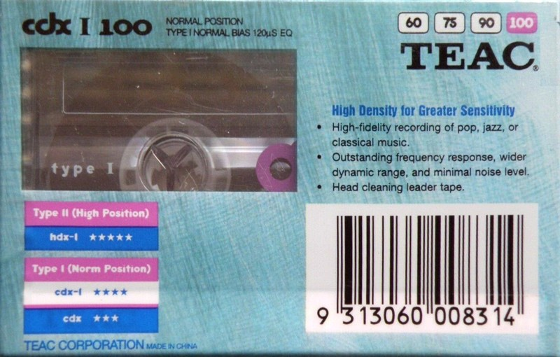Compact Cassette Teac CDX I 100 Type I Normal 1990 Worldwide