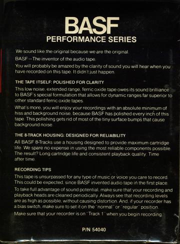 TRACK-8 BASF performance series 90 Type I Normal 1976 USA