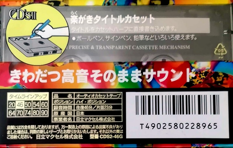 Compact Cassette Maxell CD`s II / CD`s 2 46 "CDS2-46G" Type II Chrome 1994 Japan