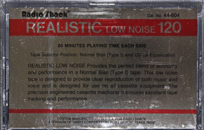 Compact Cassette Realistic 120 Type I Normal 1986 USA