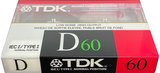 Compact Cassette TDK D 60 Type I Normal 1988 North America
