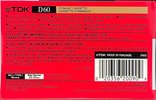 Compact Cassette TDK D 60 Type I Normal 1988 North America