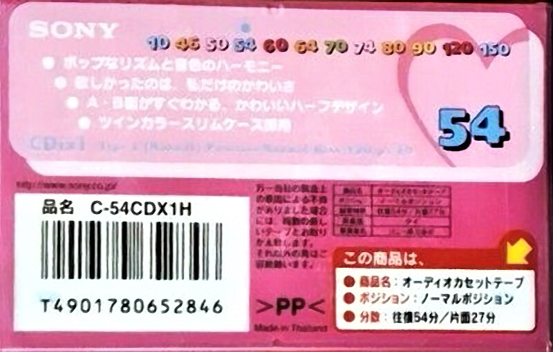 Compact Cassette Sony CDix I 54 "C-54CDX1H" Type I Normal 2000 Japan