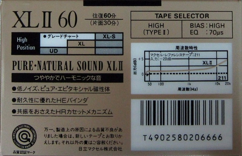 Compact Cassette Maxell XLII 60 Type II Chrome 1989 Japan