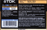 Compact Cassette TDK MA 110 Type IV Metal 1990 North America