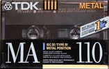 Compact Cassette TDK MA 110 Type IV Metal 1990 North America