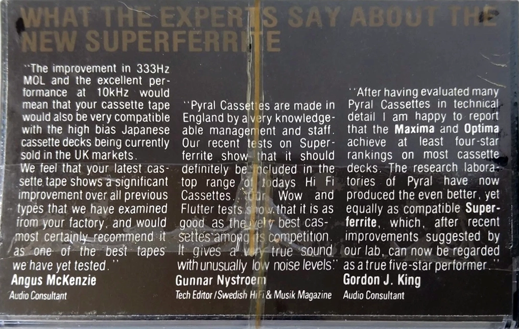Compact Cassette Pyral 60 "Superferrite" Type I Normal 1979 UK