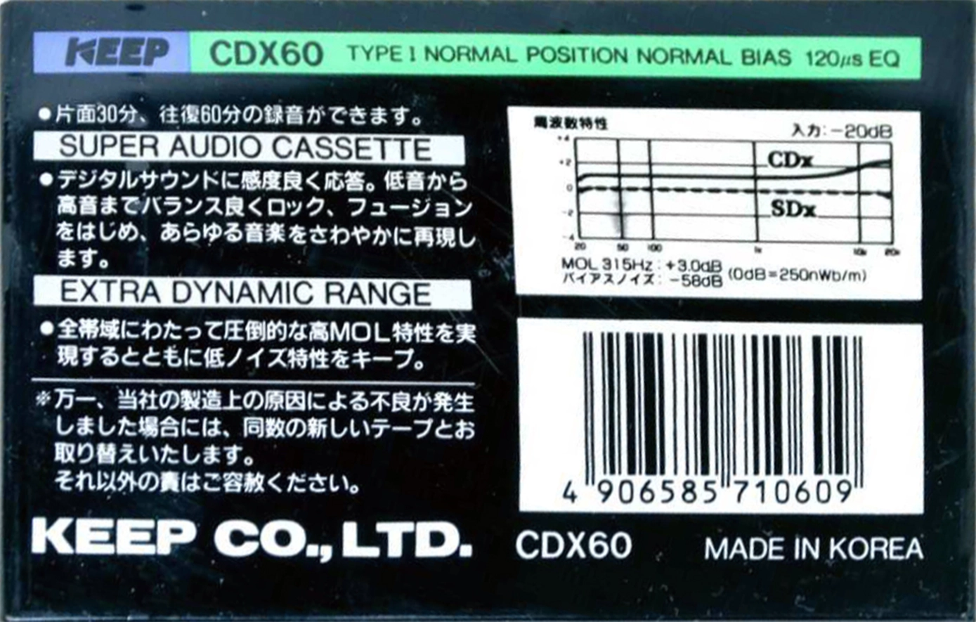 Compact Cassette KEEP CDX 60 Type I Normal 1985 Japan