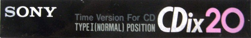 Compact Cassette Sony CDix 20 "CDIX 20" Type I Normal 1989 Japan