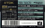 Compact Cassette TDK MA 70 "MA-70M" Type IV Metal 1990 Japan