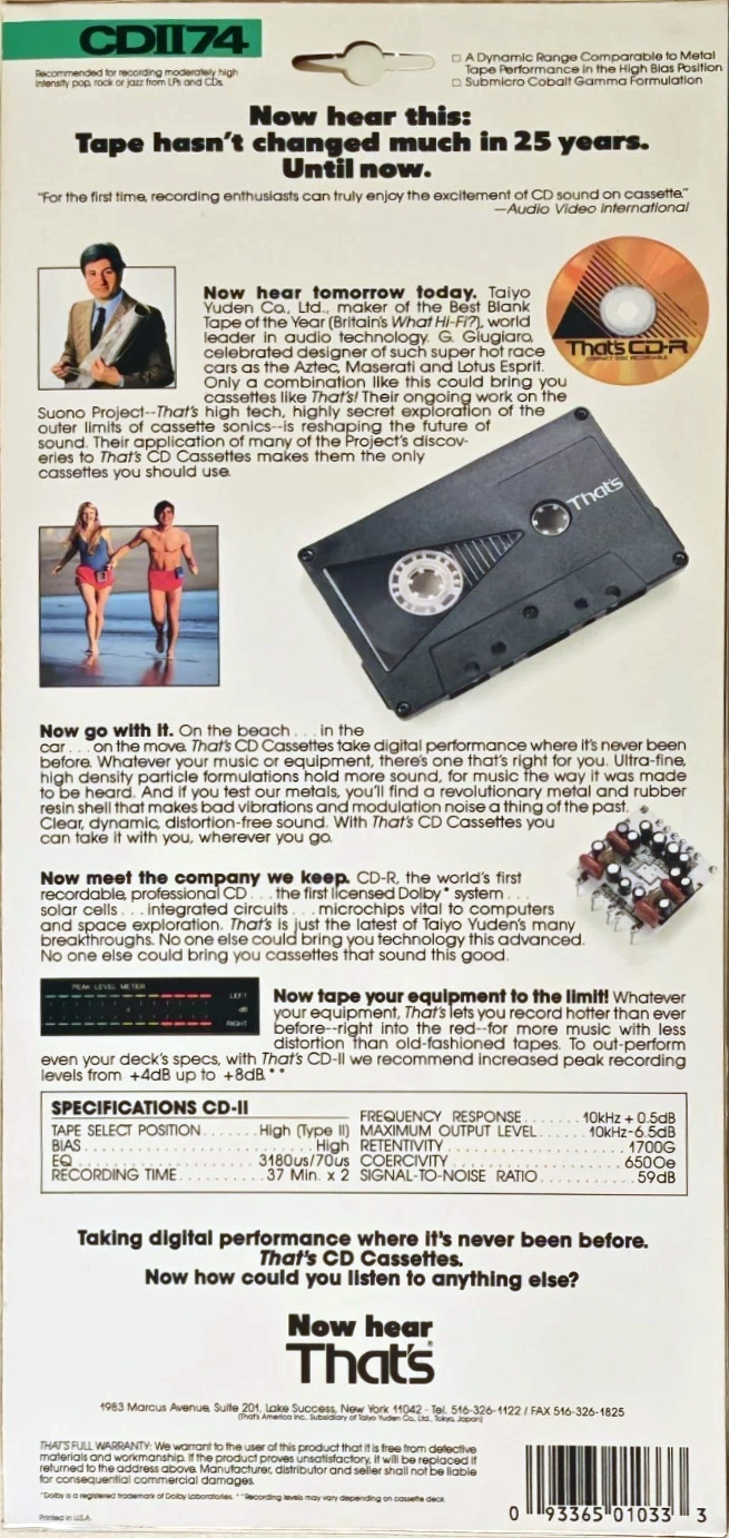 3 pack Thats CD 74 "CD-II" Type II Chrome 1987 USA