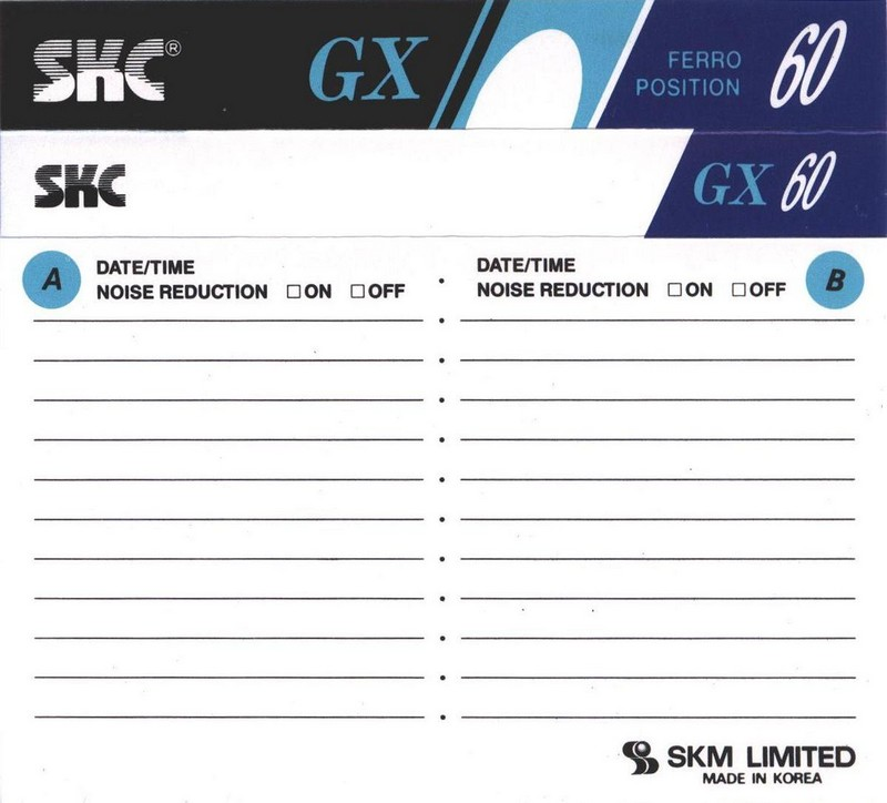 Compact Cassette SKC GX 60 Type I Normal 1992 Europe