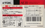Compact Cassette TDK AE 20 "AE-20K" Type I Normal 1989 Japan