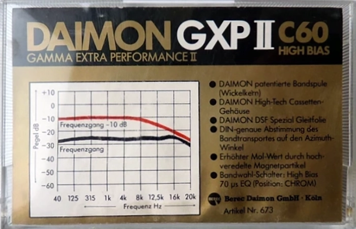 Compact Cassette Daimon GXP II 60 Type II Chrome 1981 Germany