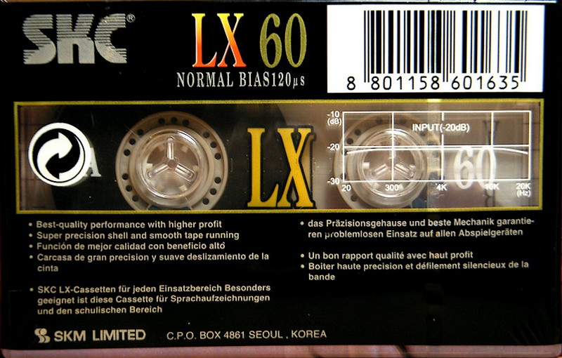 Compact Cassette SKC LX 60 Type I Normal 2000 Worldwide