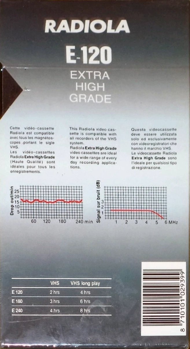 VHS, Video Home System Radiola 120 Type I Normal 1985 Europe