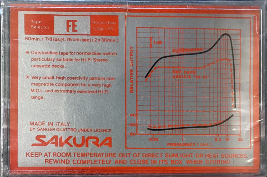 Compact Cassette Sakura F1 60 Type I Normal 1989 Italy