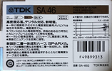 Compact Cassette TDK SA 46 "SA-46G" Type II Chrome 1988 Japan