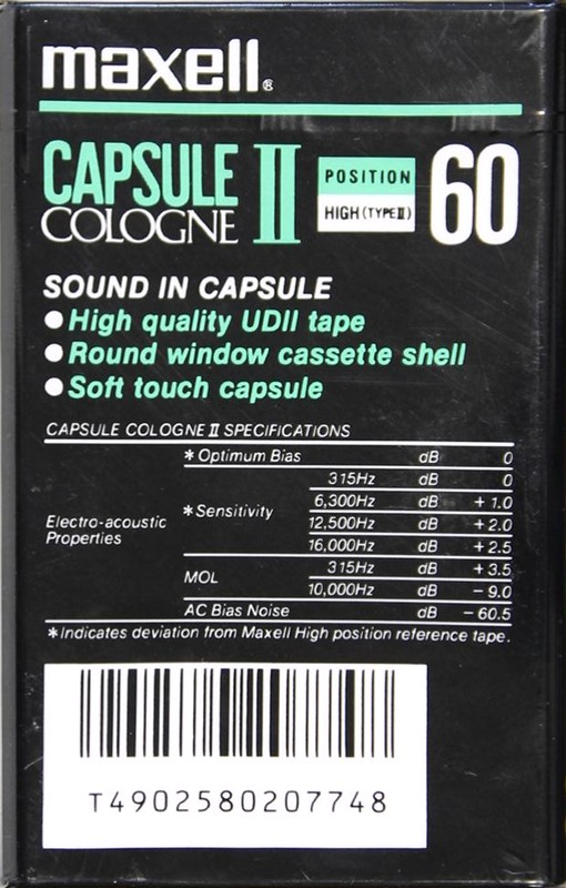 Compact Cassette Maxell Capsule II 60 "Cologne" Type II Chrome 1990 Europe