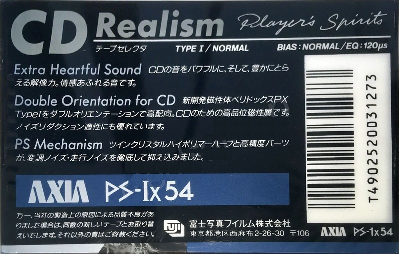 Compact Cassette AXIA PS-Ix 54 Type I Normal 1989 Japan