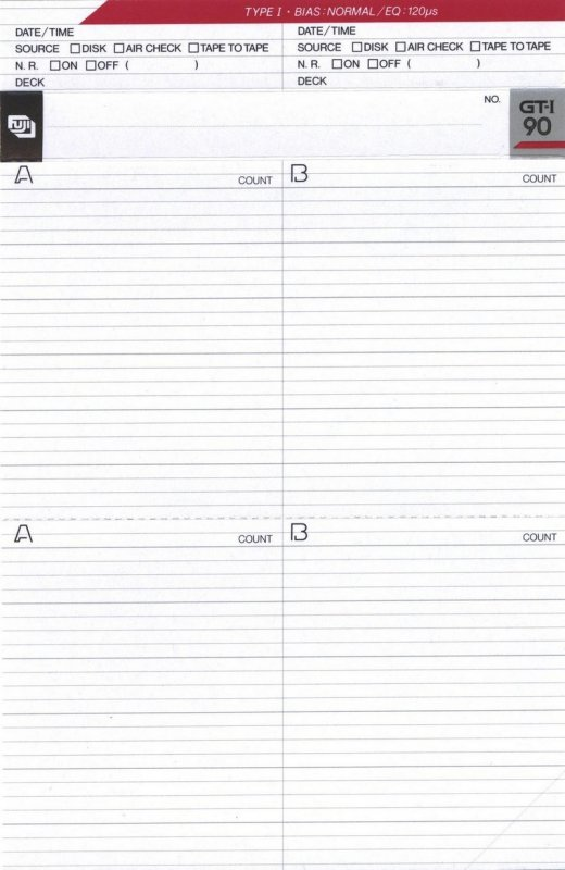 Compact Cassette Fuji GT-I 90 Type I Normal 1982 Europe