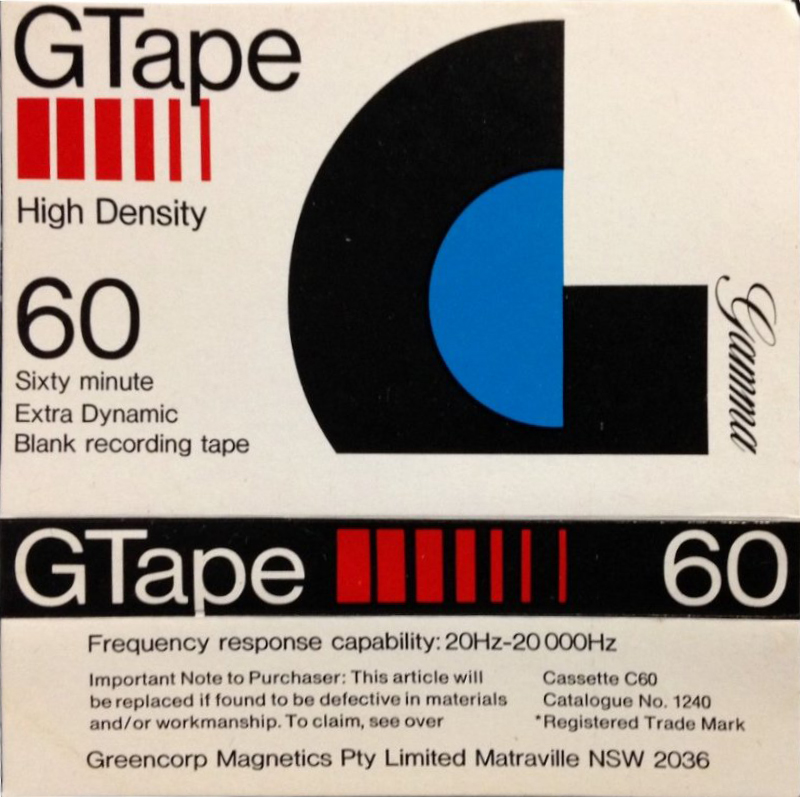 Compact Cassette G-Tape Gamma 60 Type I Normal 1975 Australia