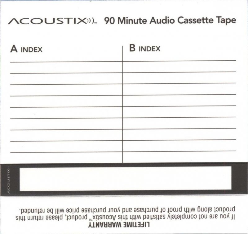 Compact Cassette Acoustix 90 Type I Normal 2004 USA