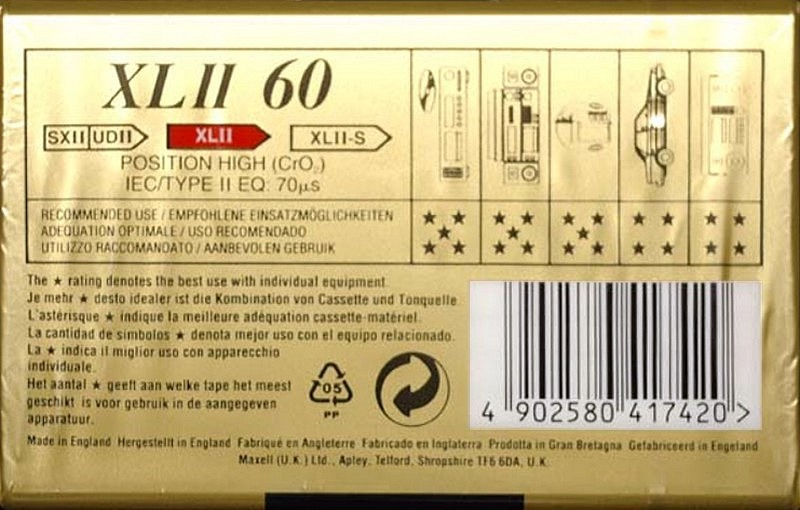 Compact Cassette Maxell XLII 60 Type II Chrome 1994 Europe