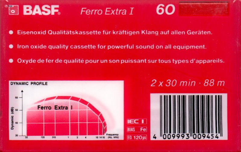 Compact Cassette BASF Ferro Extra I 60 Type I Normal 1988 Europe
