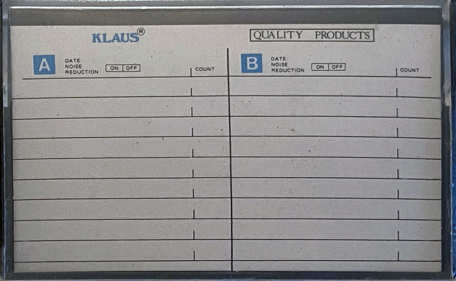 Compact Cassette Klaus 60 Type I Normal 1978 China