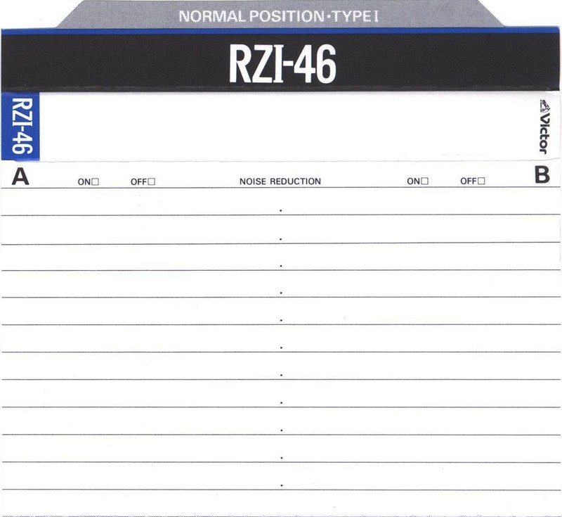 Compact Cassette Victor RZI 46 "RZ1-46" Type I Normal 1989 Japan