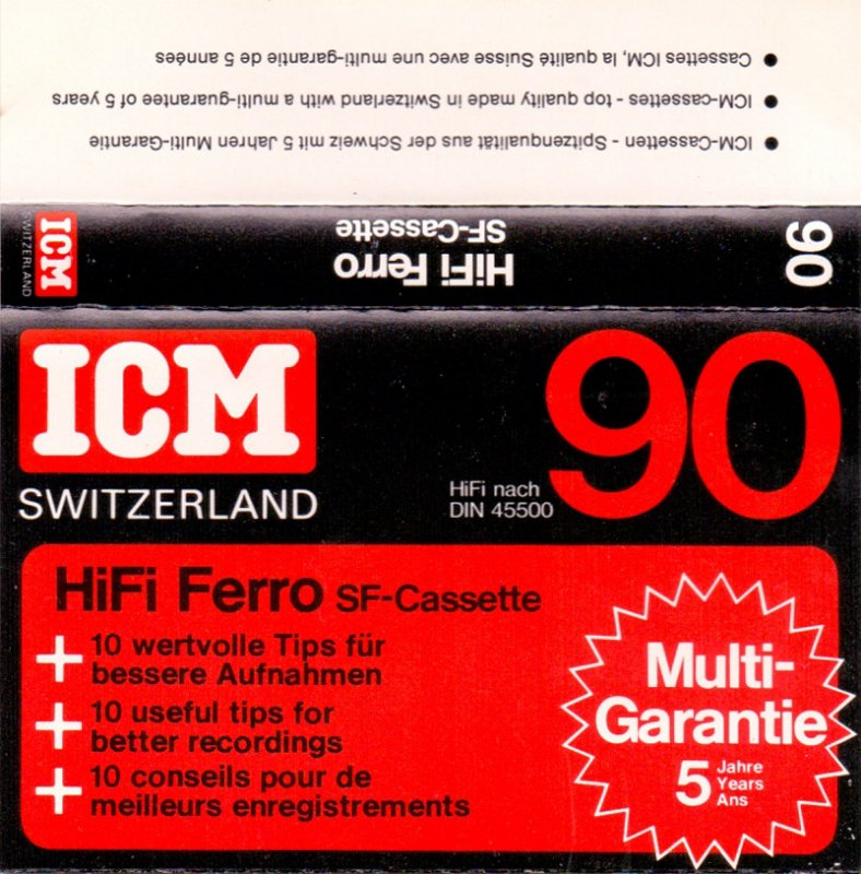 Compact Cassette ICM HIFI Ferro 90 "SF-Cassette" Type I Normal 1982 Europe