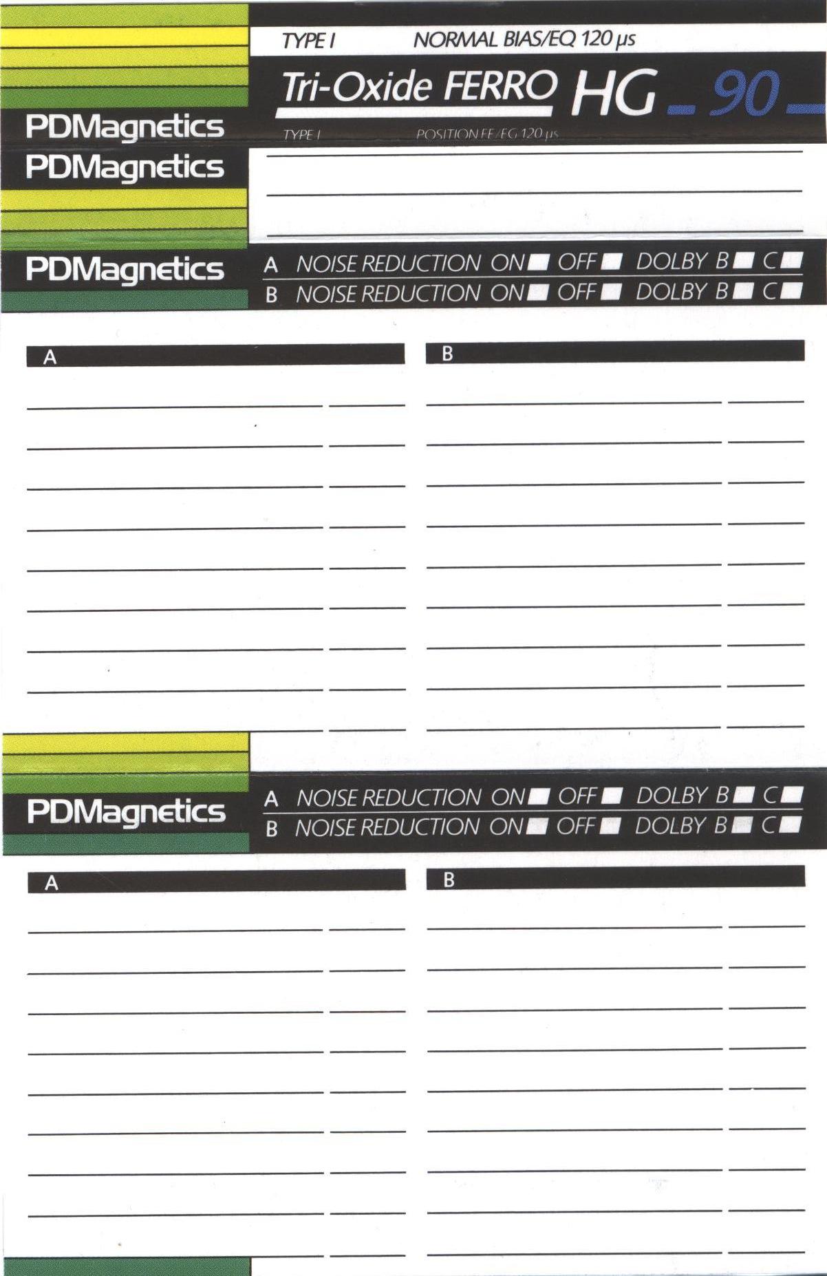Compact Cassette PDM Tri-Oxide Ferro 90 "HG" Type I Normal 1983 Europe