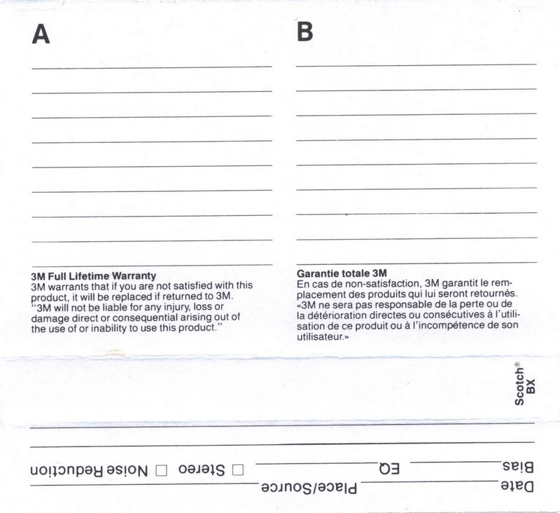 Compact Cassette Scotch BX 90 Type I Normal 1982 Europe