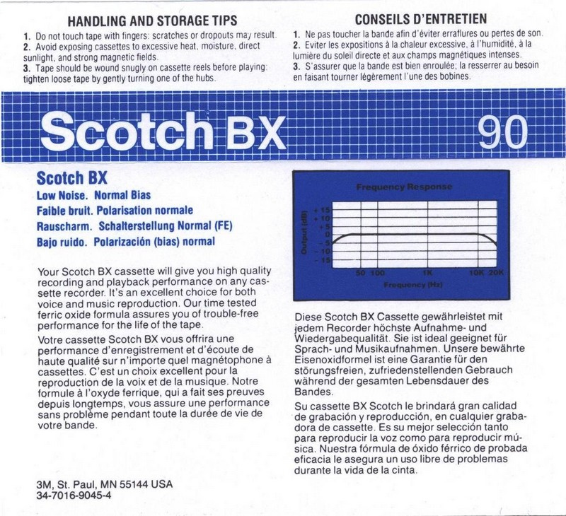 Compact Cassette Scotch BX 90 Type I Normal 1982 Europe