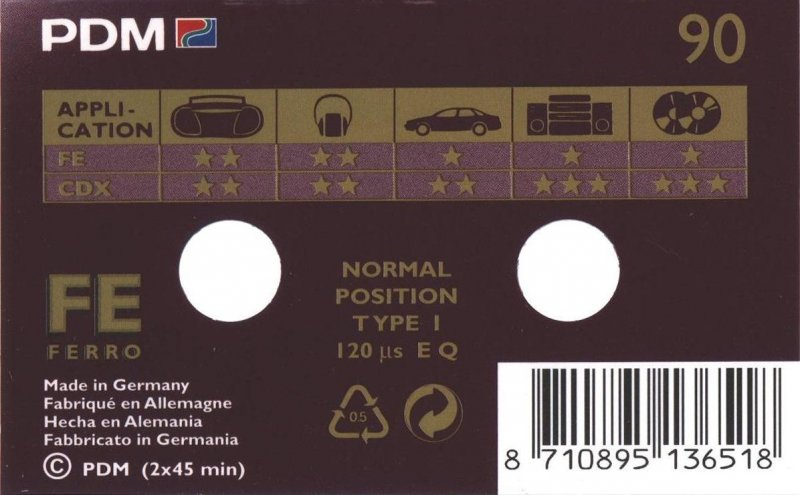 Compact Cassette PDM FE 90 Type I Normal 1994 Europe