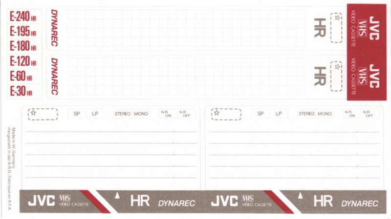 VHS, Video Home System JVC HR 180 Type I Normal 1987 Europe