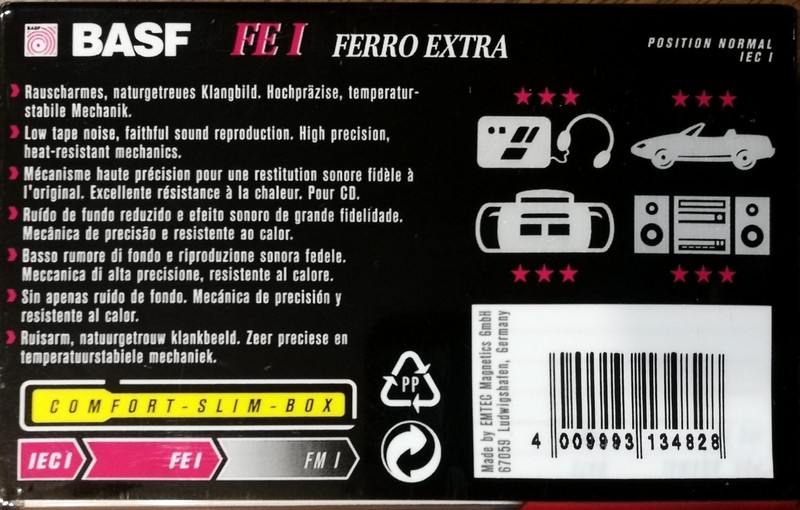 Compact Cassette BASF FE I Ferro Extra 46 Type I Normal 1995 Europe