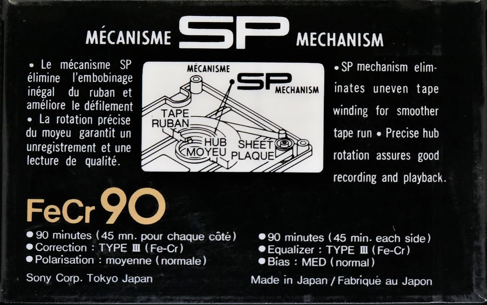 Compact Cassette Sony FeCr 90 Type III Ferro Chrome 1978 North America