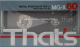 Compact Cassette Thats MG-X 60 Type IV Metal 1987 Europe
