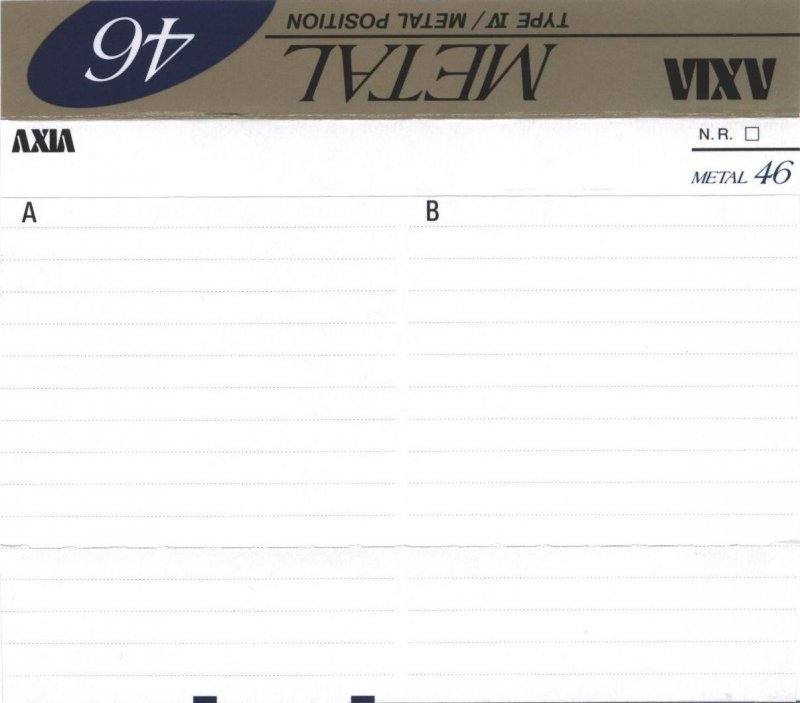 Compact Cassette AXIA Metal 46 Type IV Metal 1990 Japan